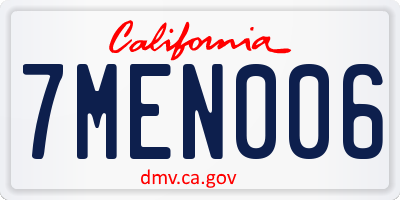 CA license plate 7MEN006