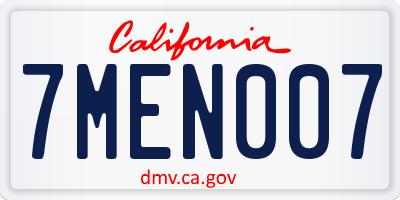 CA license plate 7MEN007