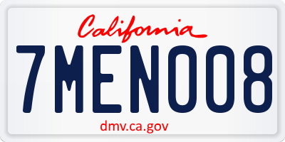 CA license plate 7MEN008