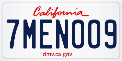 CA license plate 7MEN009