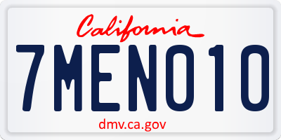 CA license plate 7MEN010