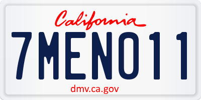 CA license plate 7MEN011