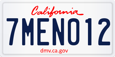 CA license plate 7MEN012