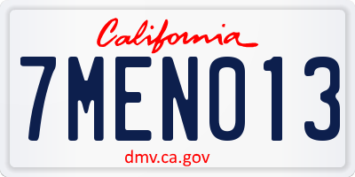CA license plate 7MEN013