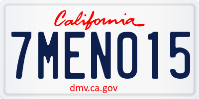 CA license plate 7MEN015