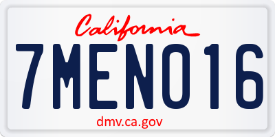 CA license plate 7MEN016