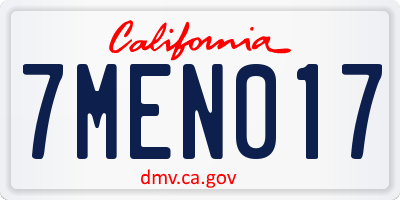 CA license plate 7MEN017