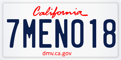 CA license plate 7MEN018