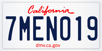 CA license plate 7MEN019