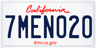 CA license plate 7MEN020