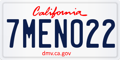 CA license plate 7MEN022