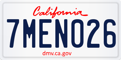 CA license plate 7MEN026