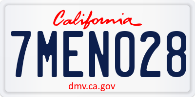 CA license plate 7MEN028
