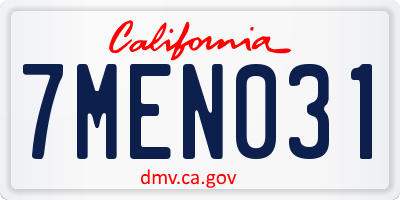 CA license plate 7MEN031