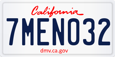 CA license plate 7MEN032