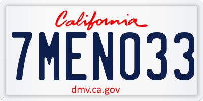 CA license plate 7MEN033