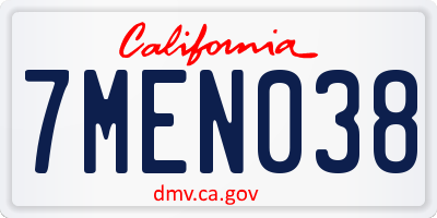 CA license plate 7MEN038