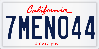 CA license plate 7MEN044