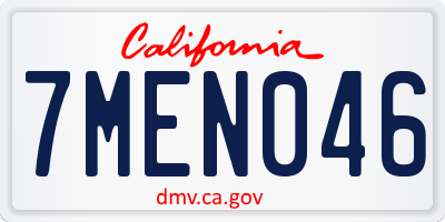 CA license plate 7MEN046