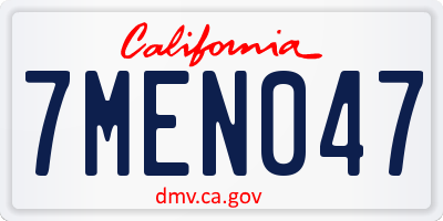 CA license plate 7MEN047