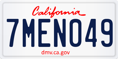 CA license plate 7MEN049