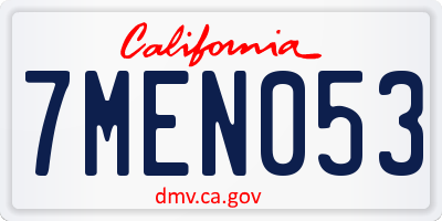CA license plate 7MEN053