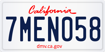 CA license plate 7MEN058
