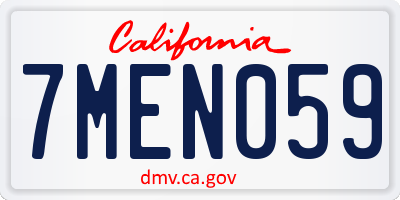 CA license plate 7MEN059