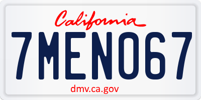 CA license plate 7MEN067