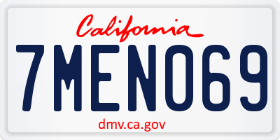 CA license plate 7MEN069