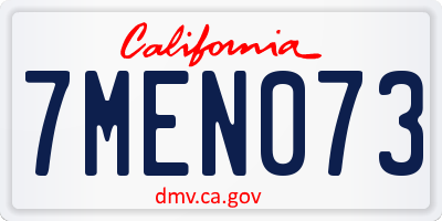 CA license plate 7MEN073