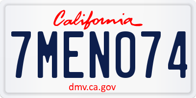 CA license plate 7MEN074