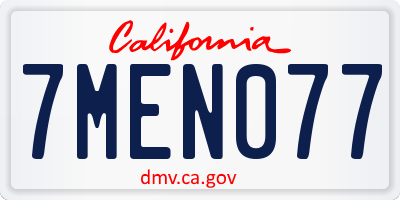 CA license plate 7MEN077