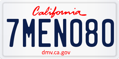 CA license plate 7MEN080