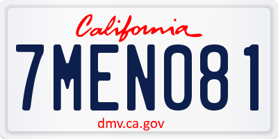 CA license plate 7MEN081