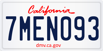 CA license plate 7MEN093