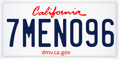 CA license plate 7MEN096