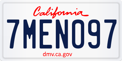 CA license plate 7MEN097