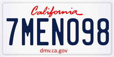 CA license plate 7MEN098
