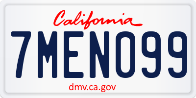 CA license plate 7MEN099