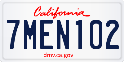 CA license plate 7MEN102
