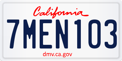 CA license plate 7MEN103