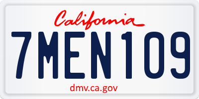 CA license plate 7MEN109