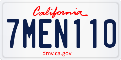 CA license plate 7MEN110