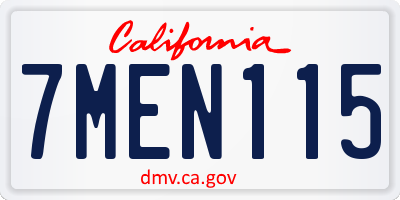 CA license plate 7MEN115