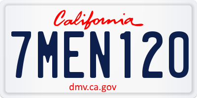 CA license plate 7MEN120