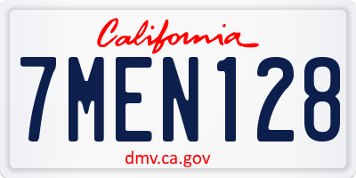 CA license plate 7MEN128