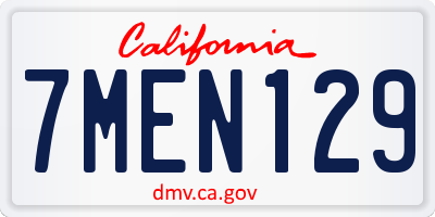 CA license plate 7MEN129