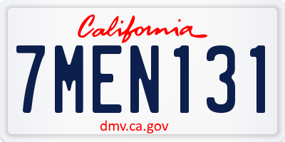 CA license plate 7MEN131