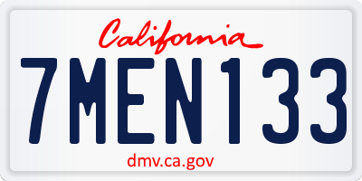 CA license plate 7MEN133